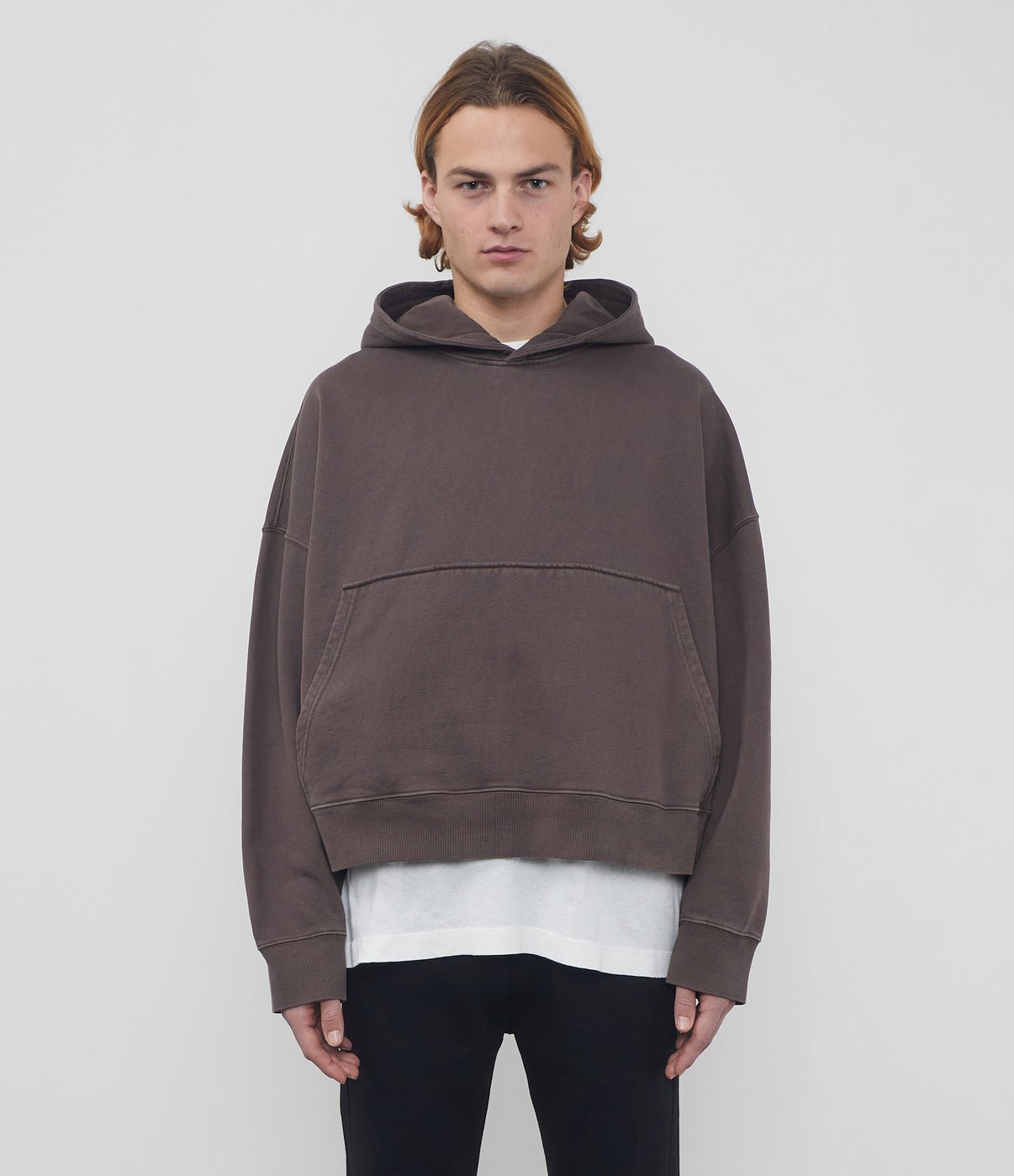 Cole Buxton | Heavyweight Cropped Hoodie | Unisex | Cotton | Washed Brown