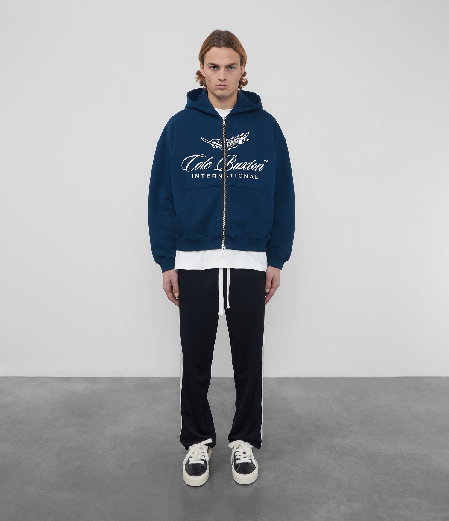 Cole Buxton | International Zipped Hoodie | Mens | Cotton | Navy Blue