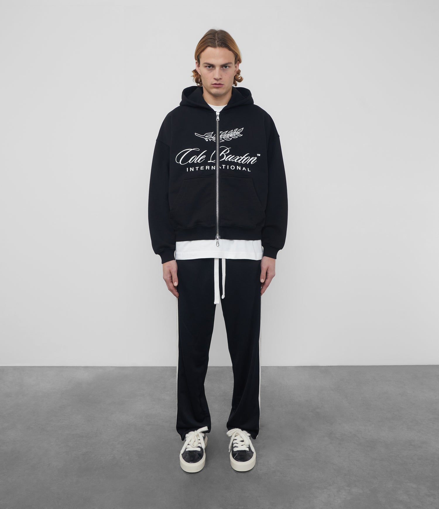 Cole Buxton | International Zipped Hoodie | Mens | Cotton | Black