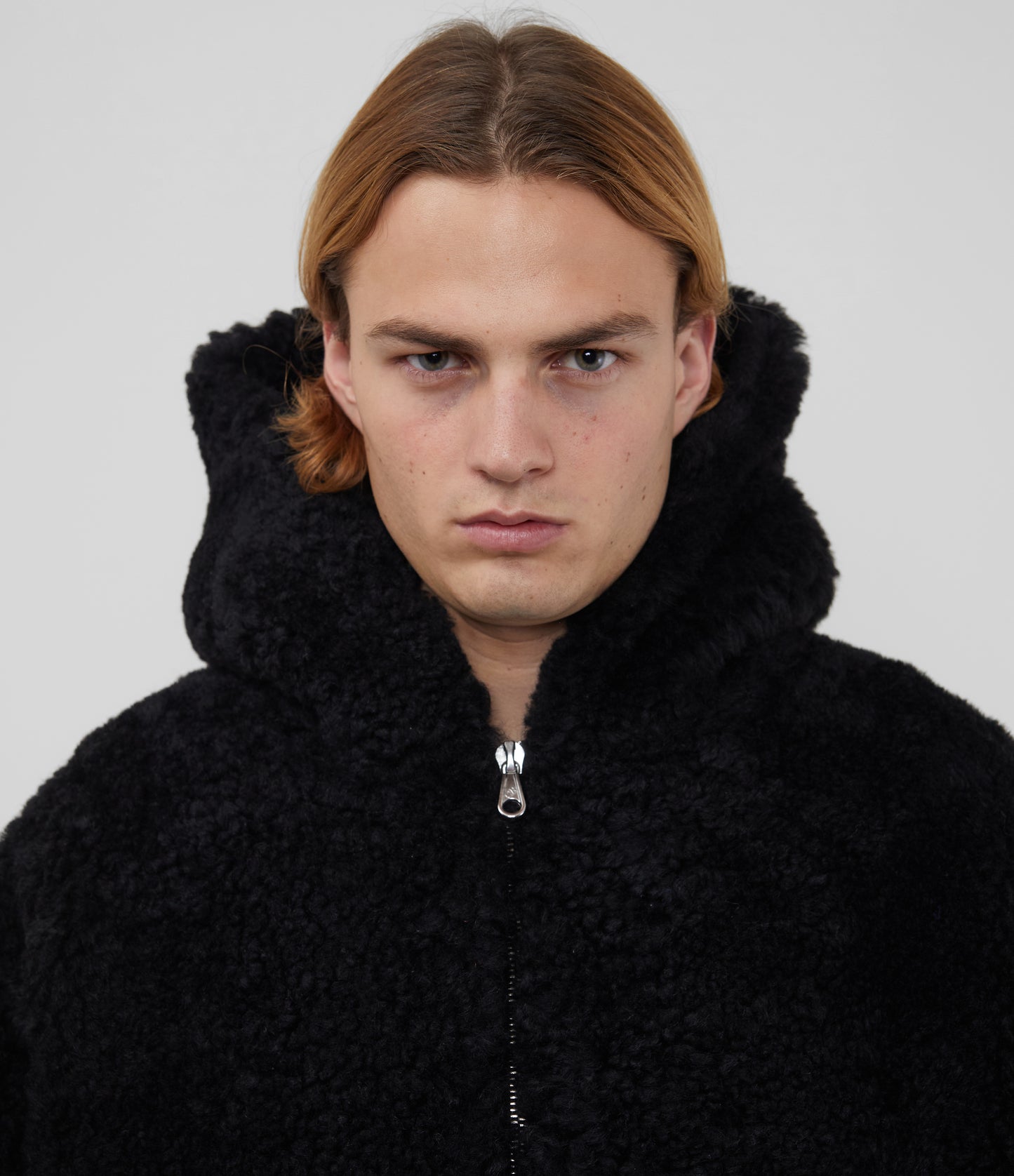 Cole Buxton | Hooded Shearling Jacket | Mens | Merino Skin | Black