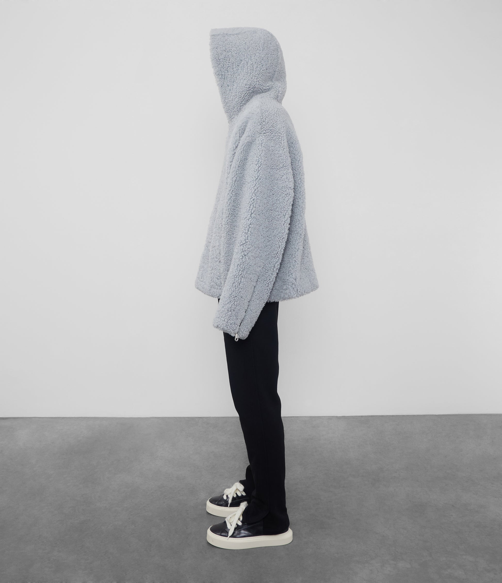 Cole Buxton | Hooded Shearling Jacket | Mens | Merino Skin | Grey