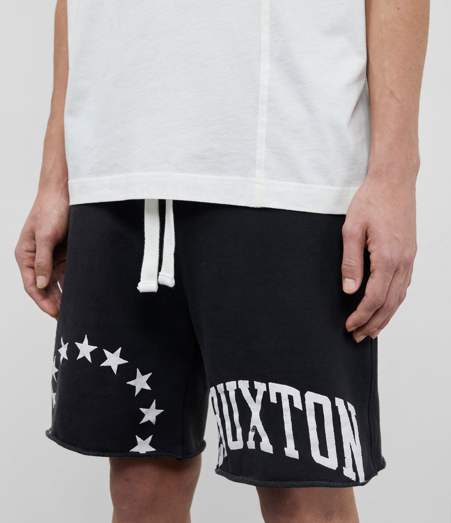 Cole Buxton | Cut Off Varsity Shorts | Mens | Cotton | Vintage Black