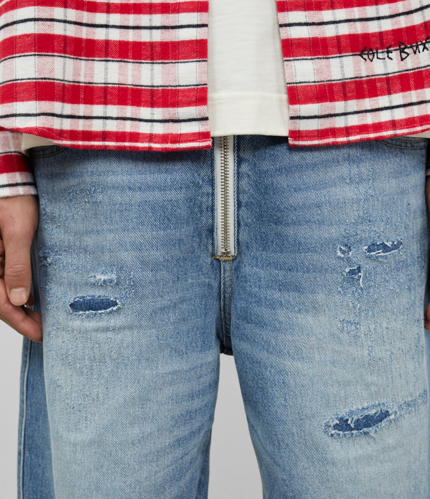 Cole Buxton | Distressed Denim Shorts | Men's | Blue