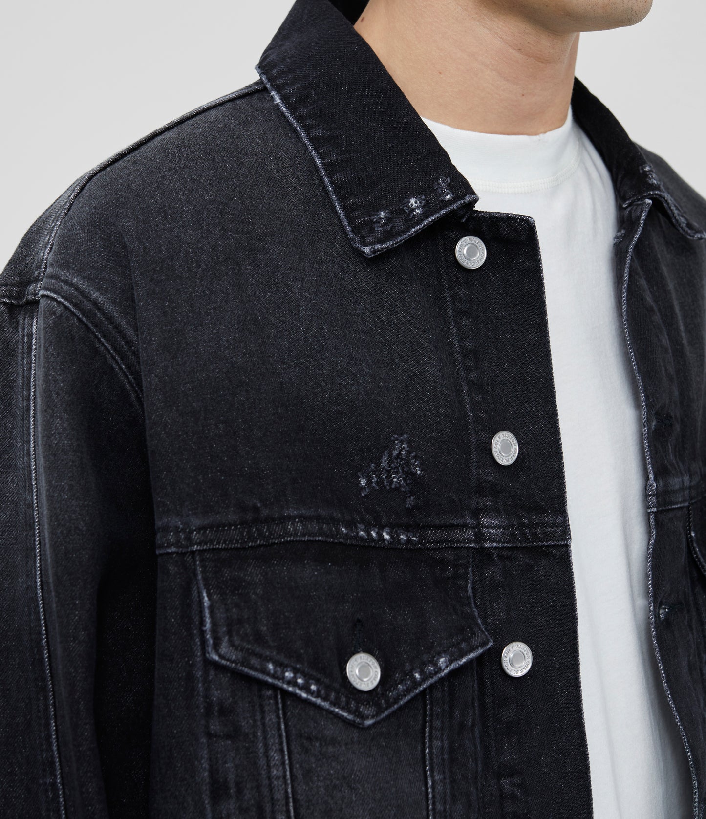 Cole Buxton | Overshirt Jacket | Mens | Cropped | Denim | Black