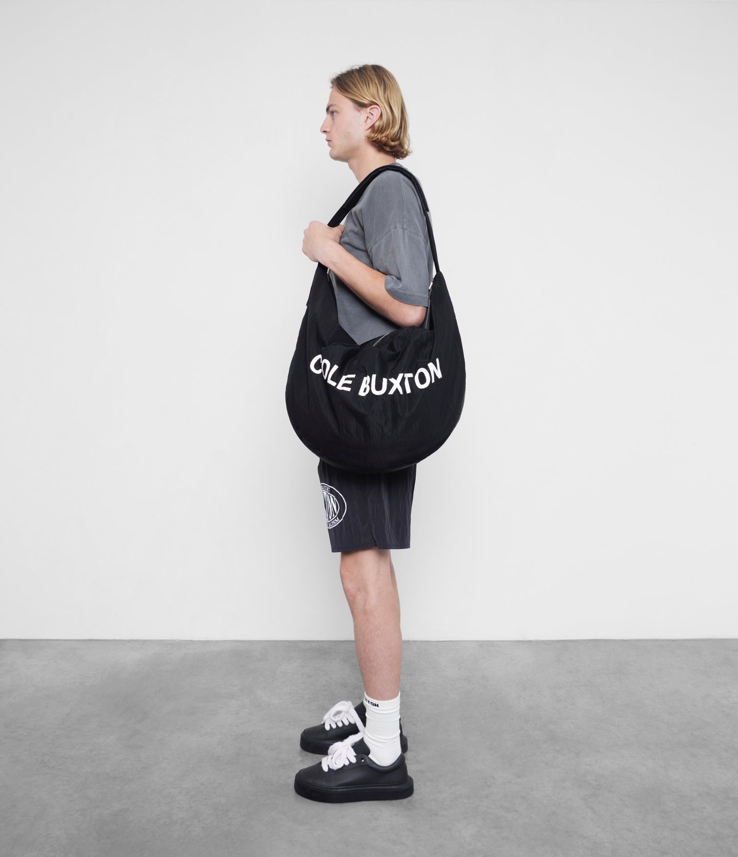 Cole Buxton | Oversized Sling Bag | Crinkled Nylon | One Size | Black