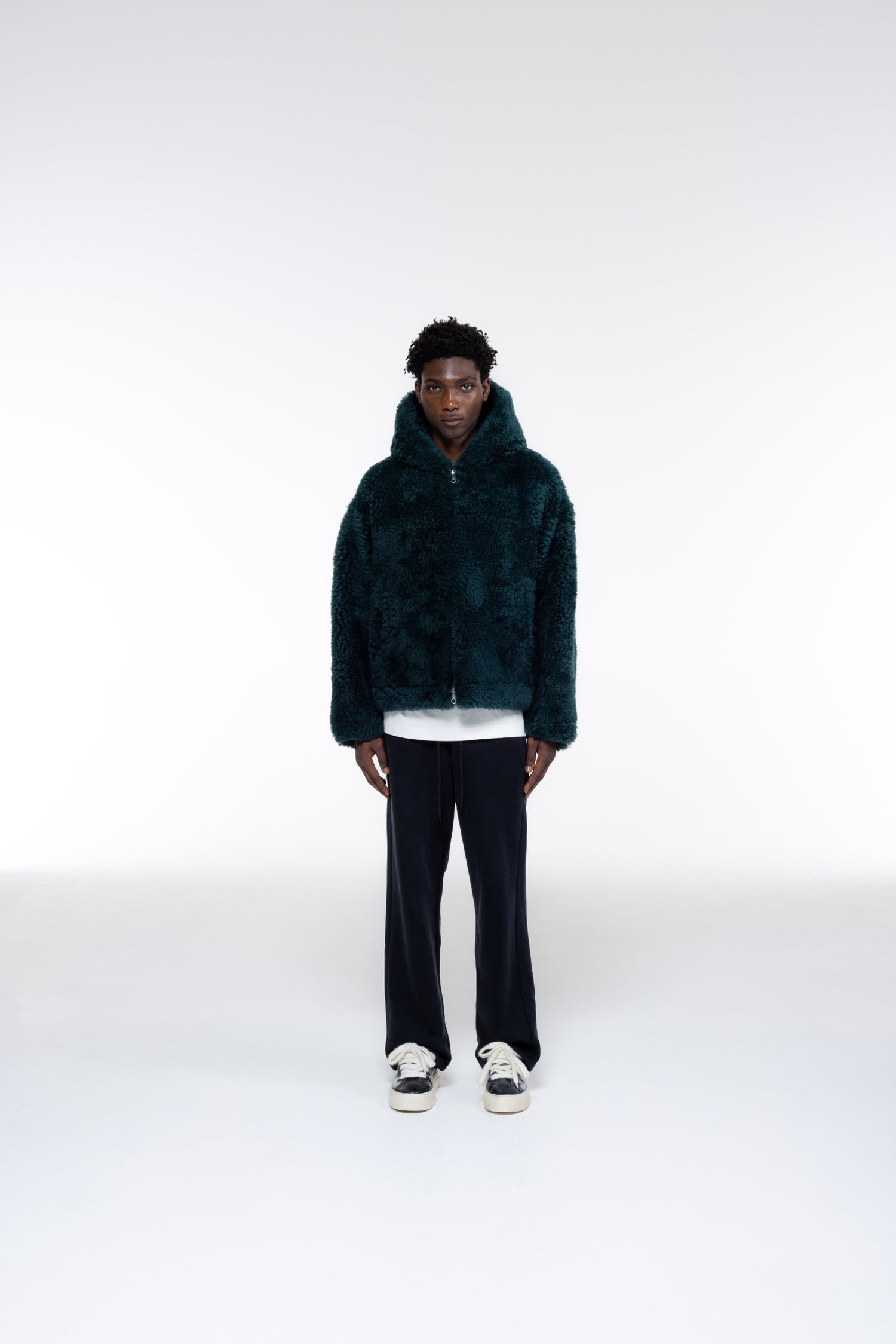 Cole Buxton | Cb Hooded Shearling Jacket | Mens | Forest Green