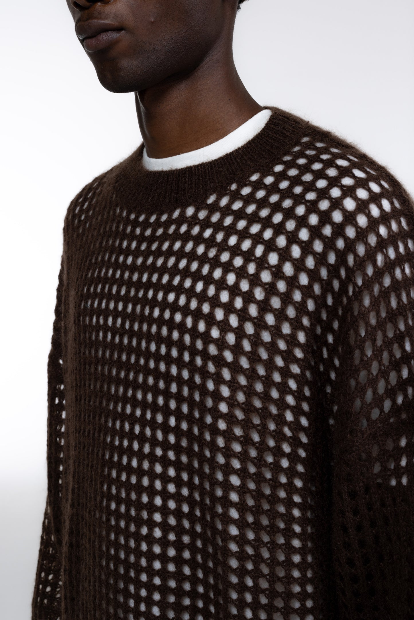 OPEN WEAVE KNIT SWEATSHIRT