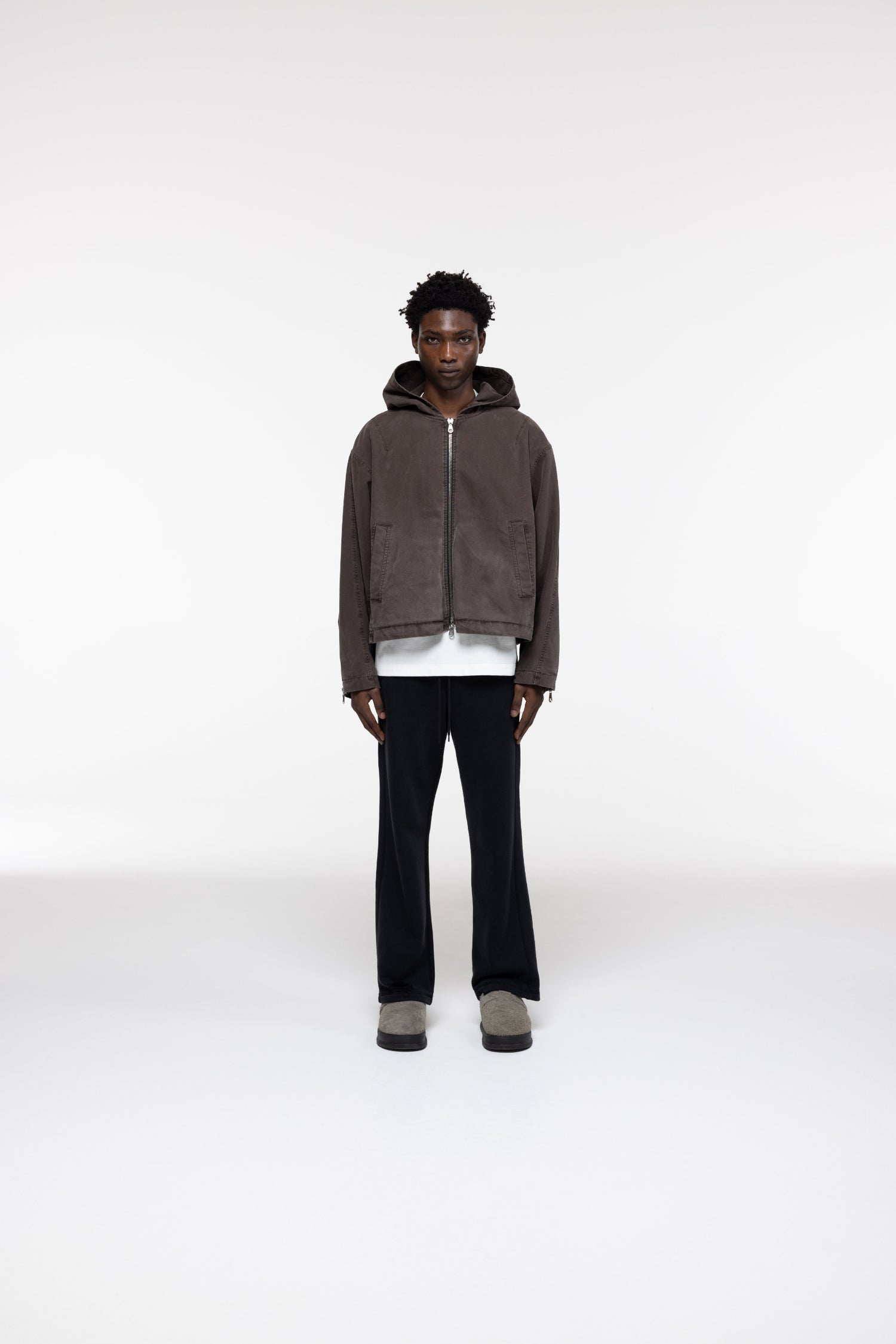 Cole Buxton | Canvas Zipped Hoodie | Mens | Brown