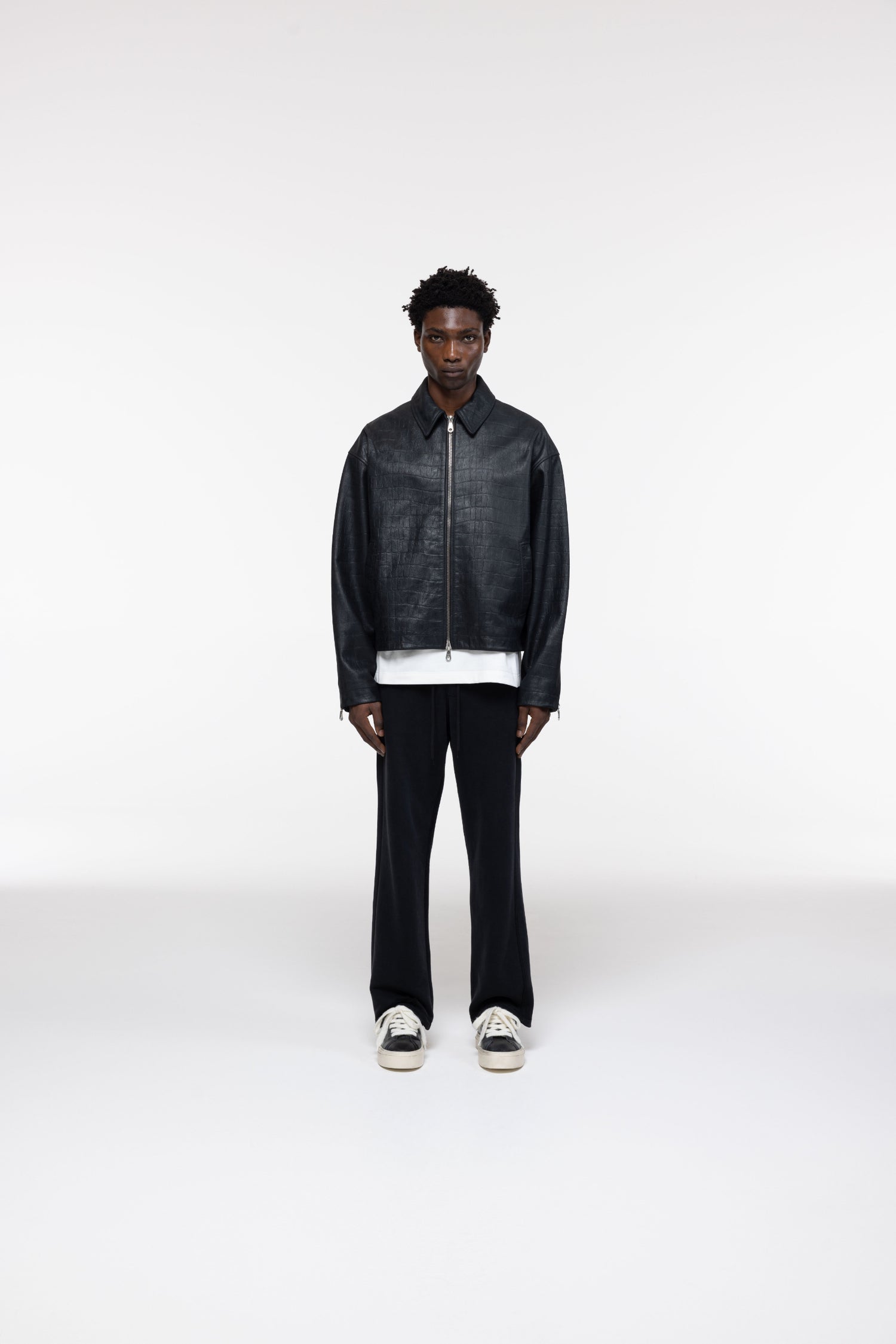 Cole Buxton | Croc Leather Jacket | Mens | Black