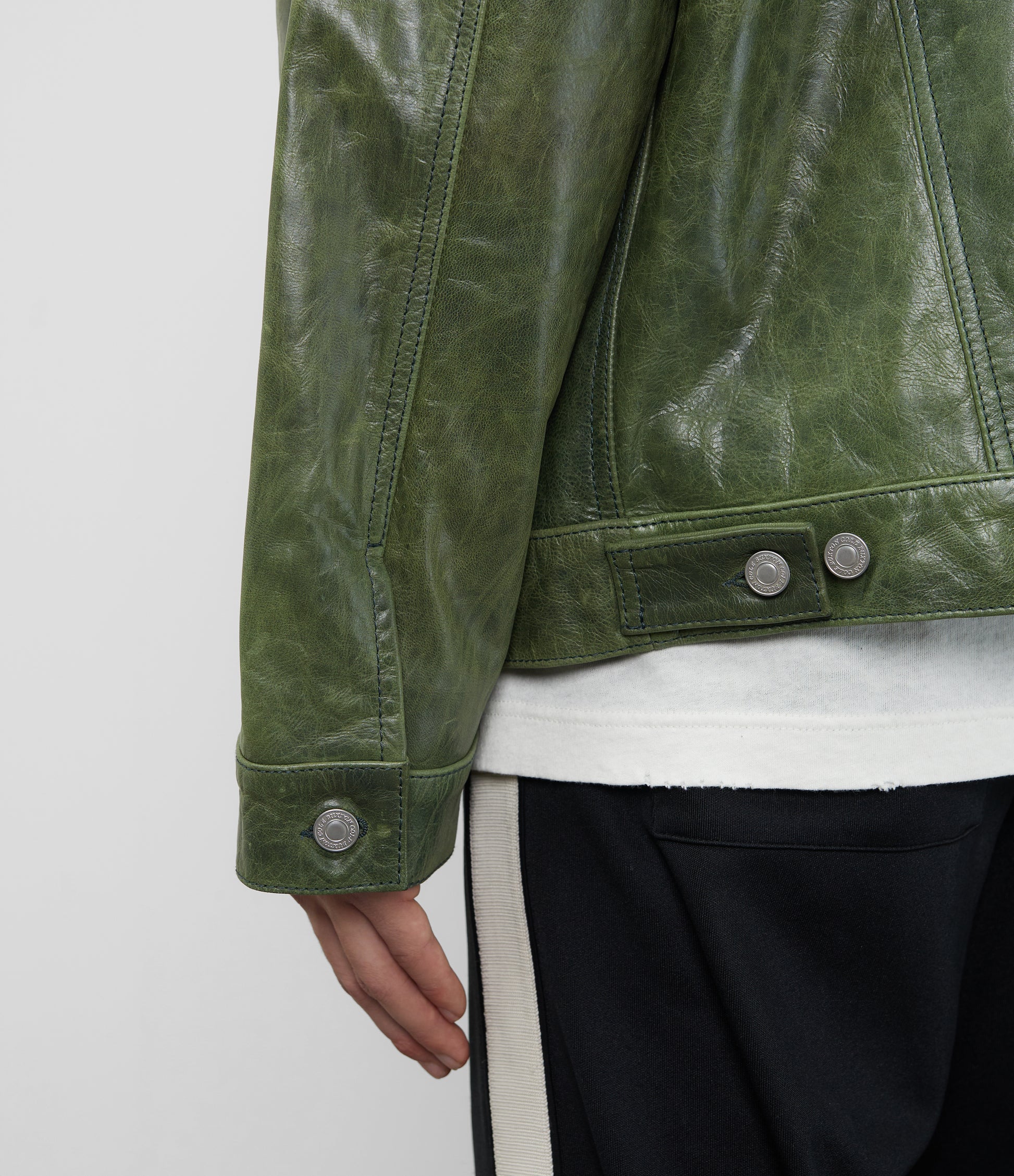 Cole Buxton | Leather Trucker Jacket | Mens | Leather | Green