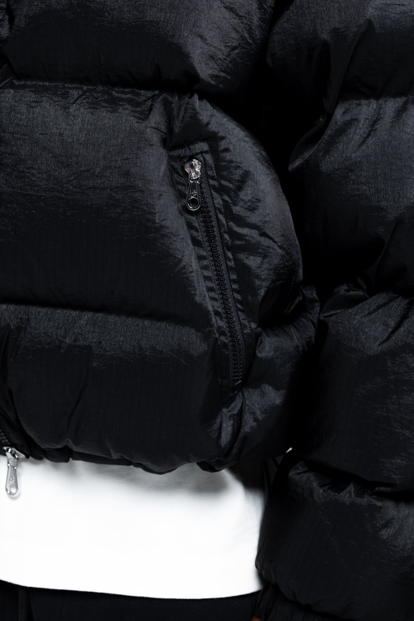 CROPPED NYLON RIPSTOP PUFFER