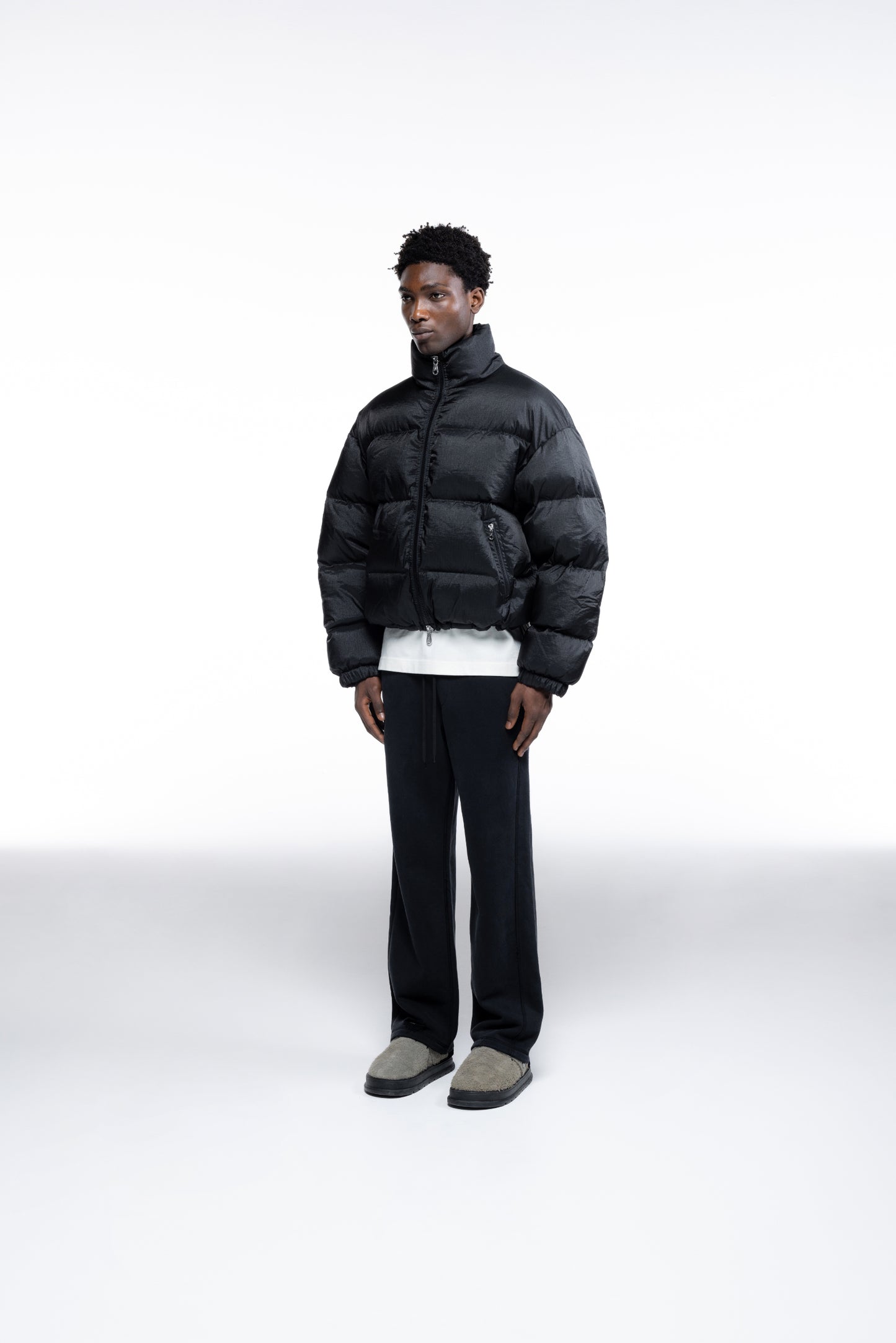 CROPPED NYLON RIPSTOP PUFFER