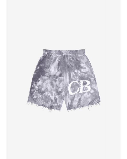 DISTRESSED COTTON KNIT SHORTS
