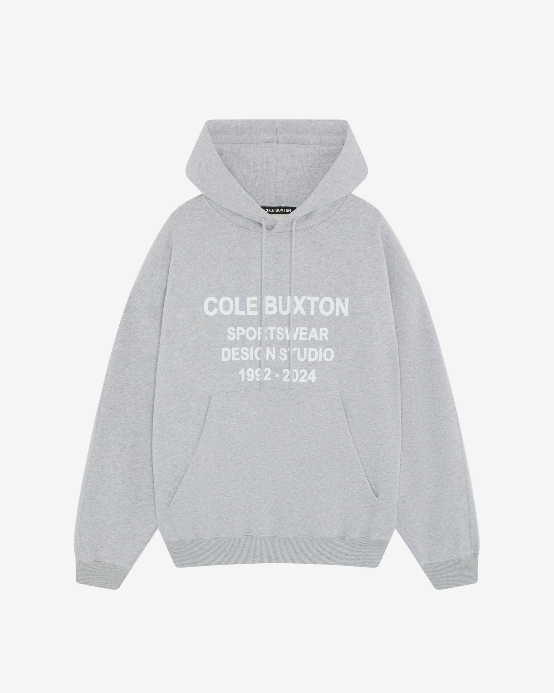 Cole Buxton Design Studio Hoodie Mens Cotton Light Grey Marl