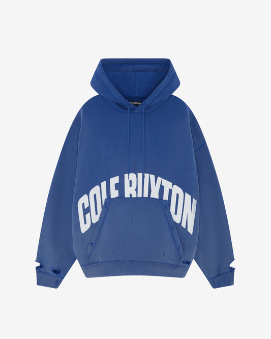 Cole Buxton | Arch Logo Hoodie | Mens | Washed Cobalt Blue