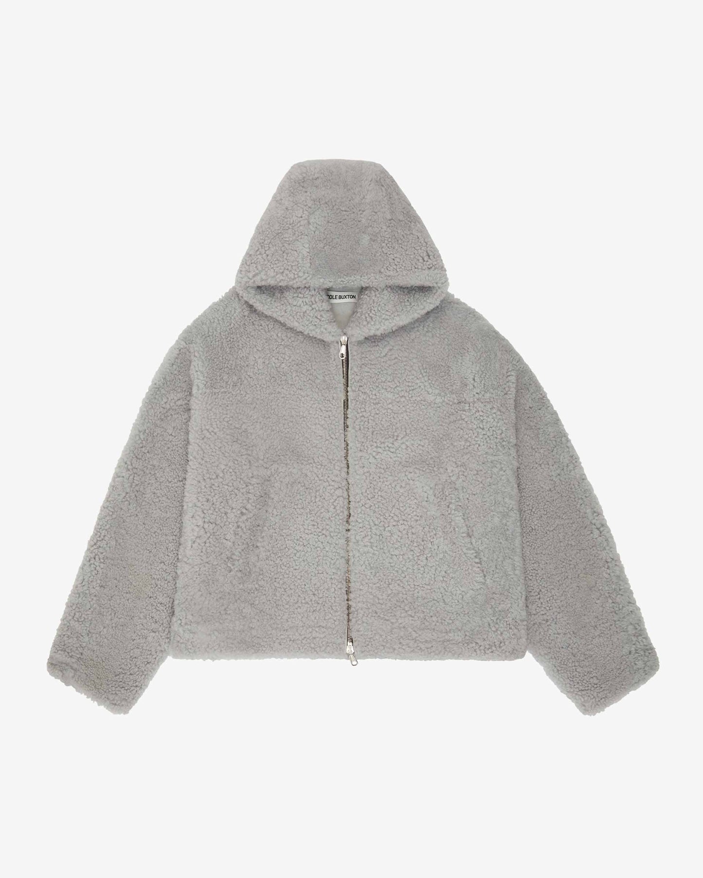 Cole Buxton | Hooded Shearling Jacket | Mens | Merino Skin | Grey