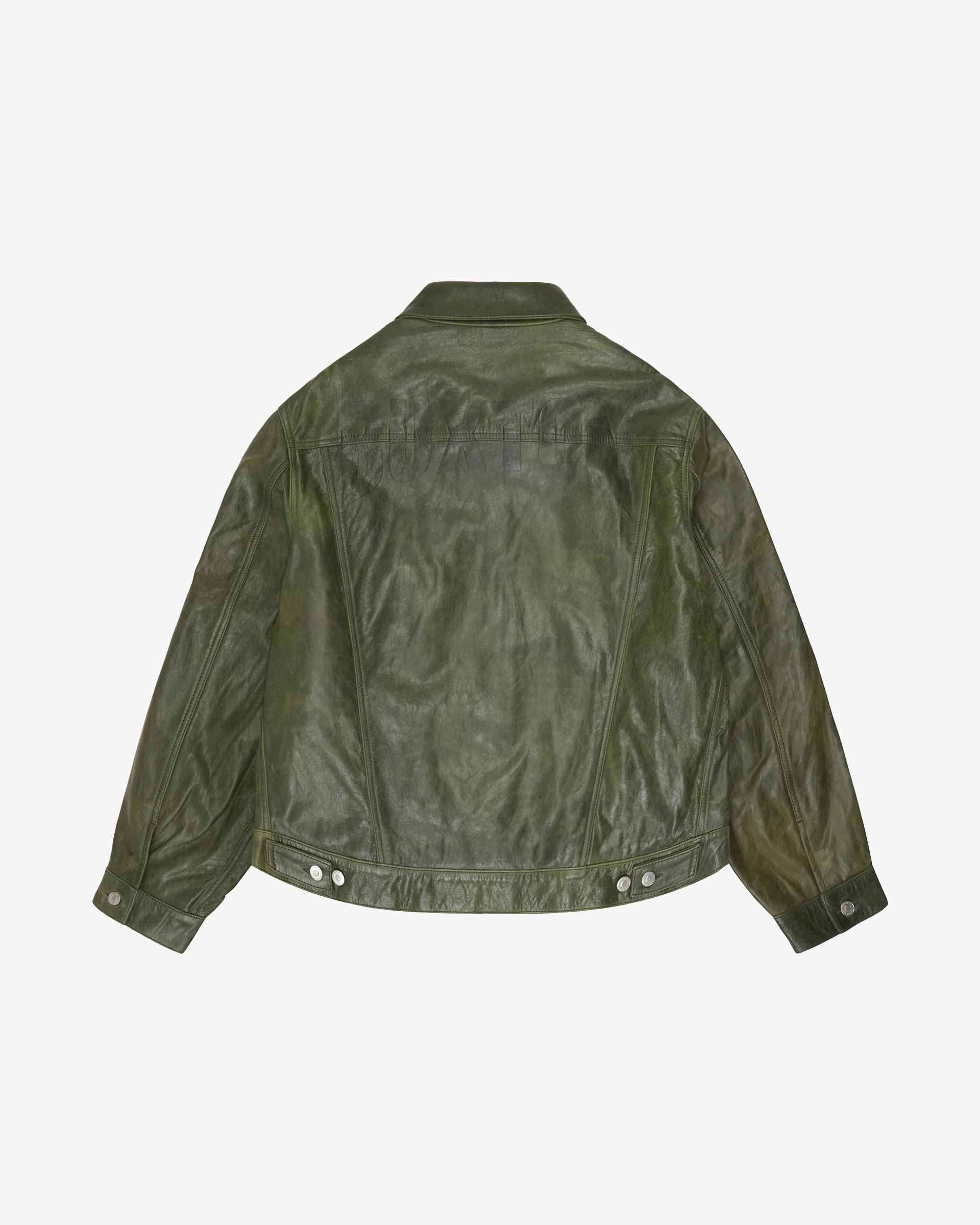 Cole Buxton | Leather Trucker Jacket | Mens | Leather | Green