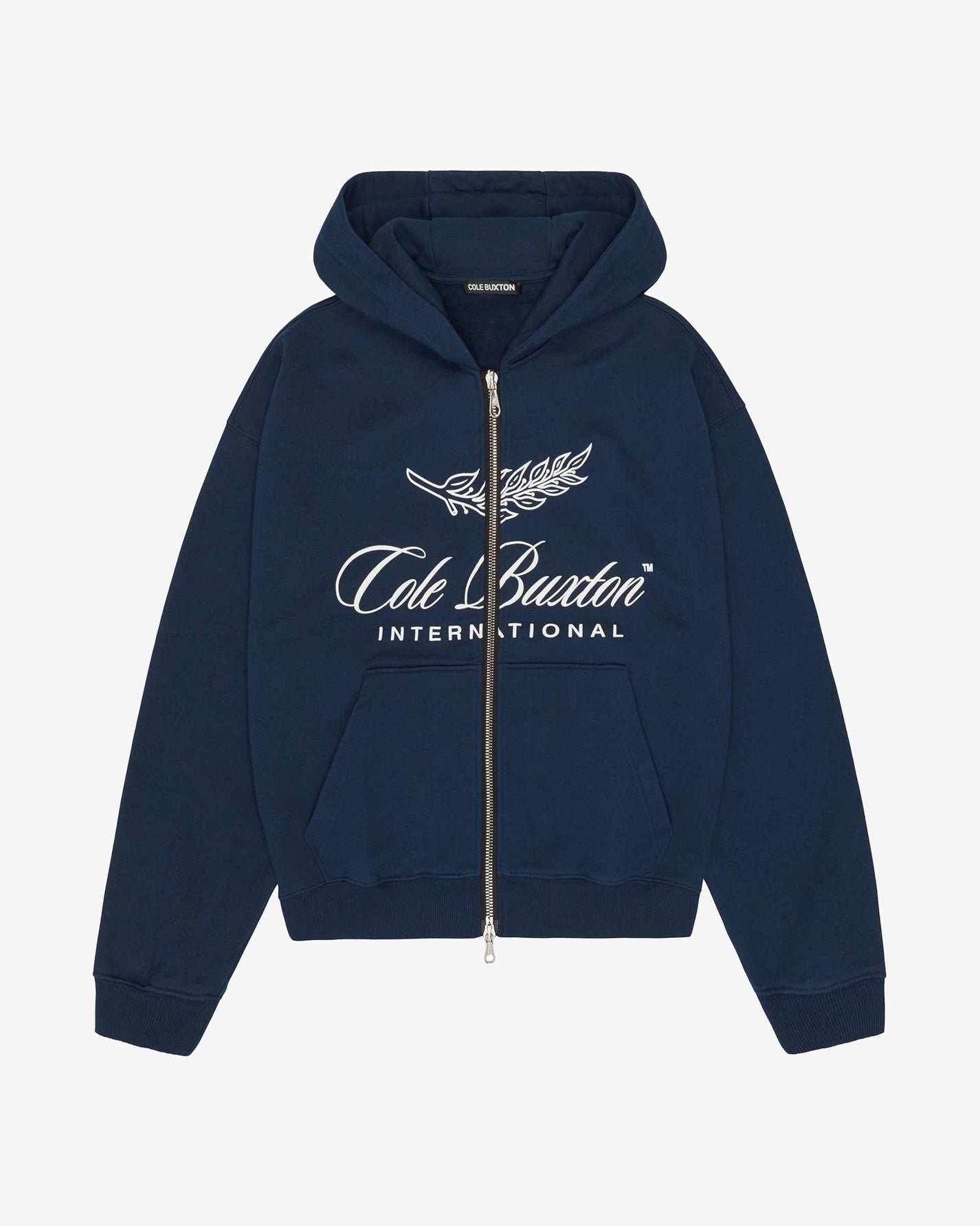 Cole Buxton | International Zipped Hoodie | Mens | Cotton | Navy Blue