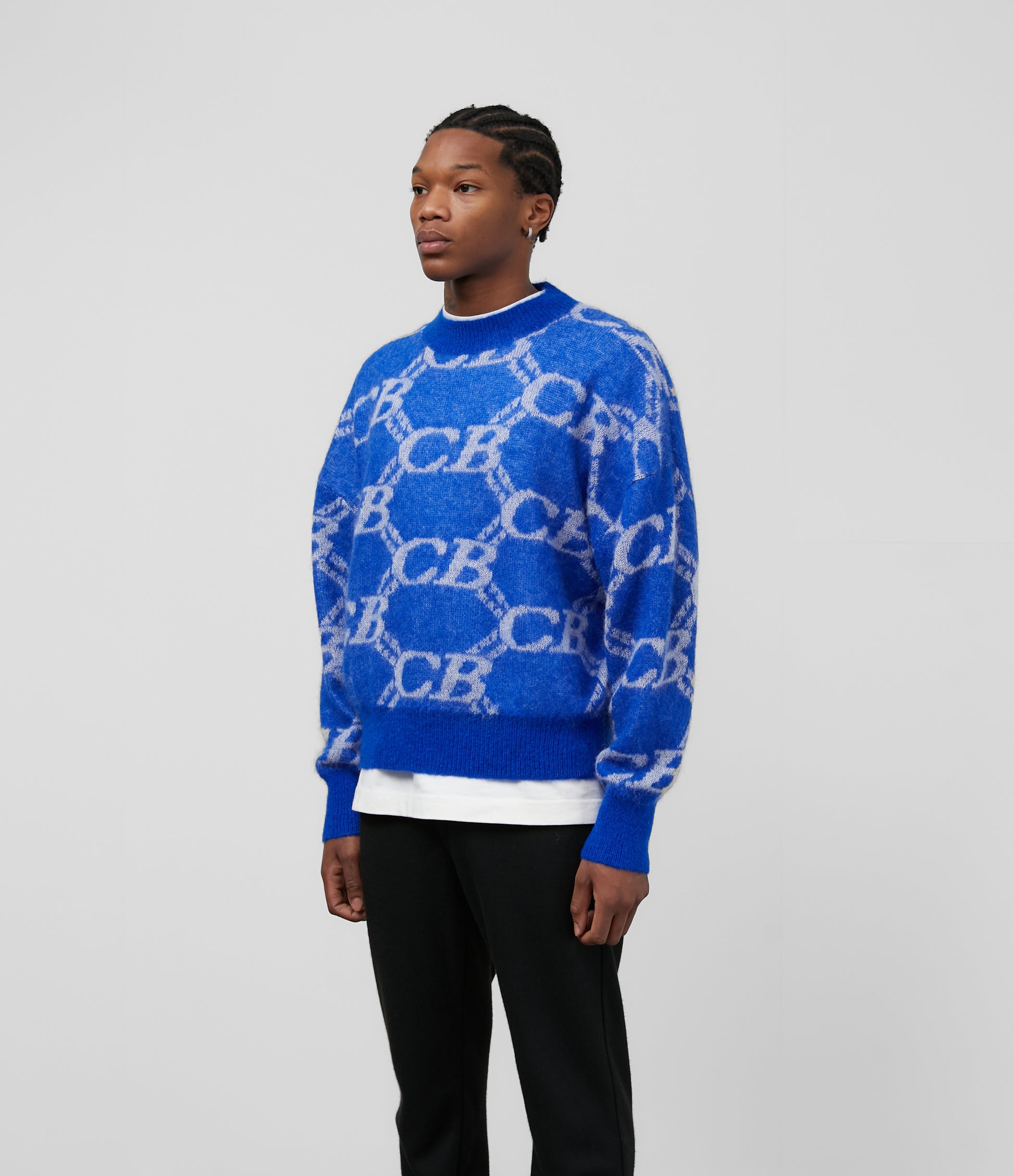 Cole Buxton - CB Monogram Knit Sweater Small / Cobalt Blue For Men